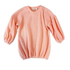 Yi Pei Ban Top Girls Size 100cm (3T) Pink Ribbed Knit Balloon Sleeve